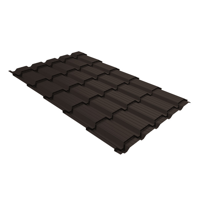 Металлочерепица Grand Line Верховье Quadro profi (Квадро Профи) 0,5 Atlas X RR 32 темно-коричневый